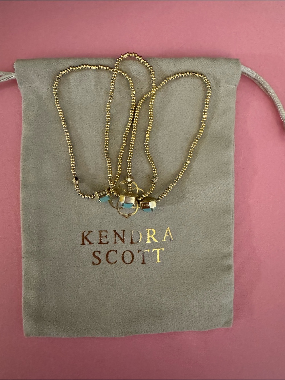 Kendra Scott Gold Beaded bracelet trio with Turquoise Accents